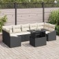vidaXL Set da Giardino di 8 Pezzi con Cuscini Neri in Rattan Sintetico