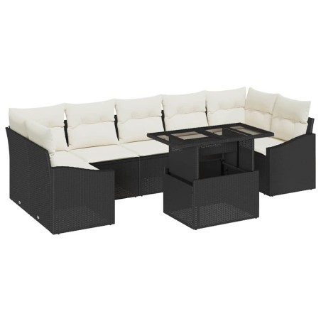 vidaXL Set da Giardino di 8 Pezzi con Cuscini Neri in Rattan Sintetico