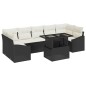 vidaXL Set da Giardino di 8 Pezzi con Cuscini Neri in Rattan Sintetico