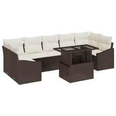 vidaXL Set di divani da giardino 8 pezzi con cuscini in rattan sintetico marrone