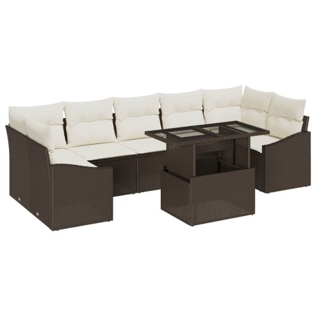 vidaXL Set di divani da giardino 8 pezzi con cuscini in rattan sintetico marrone