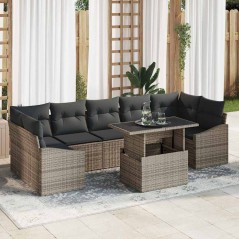 vidaXL Set Giardino 8 Pezzi con Cuscini Grigi in Rattan Sintetico