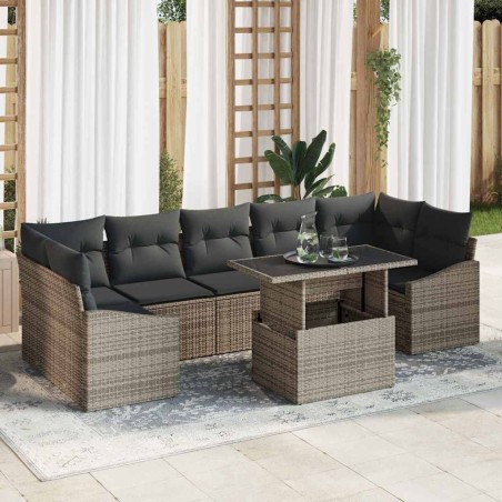 vidaXL Set Giardino 8 Pezzi con Cuscini Grigi in Rattan Sintetico