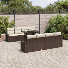 vidaXL Set di divani da giardino 7 pezzi in rattan sintetico marrone con cuscini