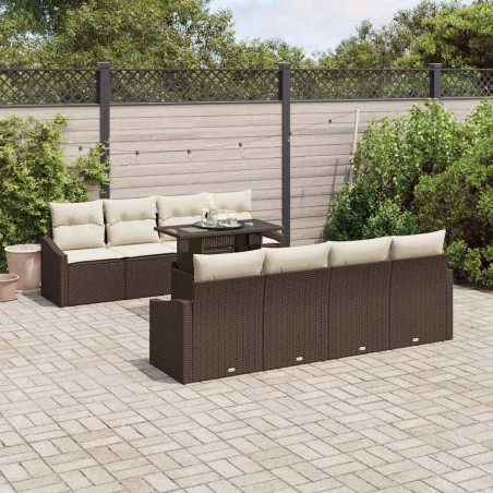 vidaXL Set di divani da giardino 7 pezzi in rattan sintetico marrone con cuscini