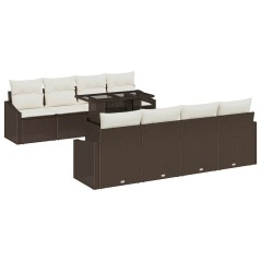 vidaXL Set di divani da giardino 7 pezzi in rattan sintetico marrone con cuscini