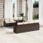 vidaXL Set di divani da giardino 7 pezzi in rattan sintetico marrone con cuscini