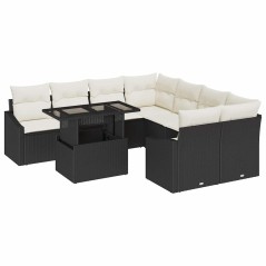 vidaXL Set da Giardino 9 Pezzi con Cuscini in Rattan Nero