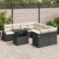 vidaXL Set da Giardino 9 Pezzi con Cuscini in Rattan Nero