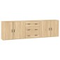 Credenze 3 pz Rovere Sonoma in Legno Multistrato Credenze 3 pz Rovere Sonoma in Legno Multistrato