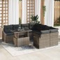 vidaXL Set da giardino 9 pezzi con cuscini grigi in rattan sintetico vidaXL Set da giardino 9 pezzi con cuscini grigi in rattan sintetico