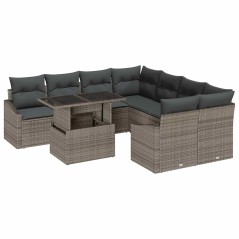 vidaXL Set da giardino 9 pezzi con cuscini grigi in rattan sintetico