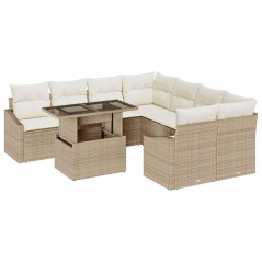 vidaXL Set di divani da giardino 9 pezzi con cuscini beige in rattan sintetico