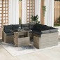 vidaXL Set da Giardino 9 Pezzi con Cuscini Grigio Chiaro in Rattan Sintetico
