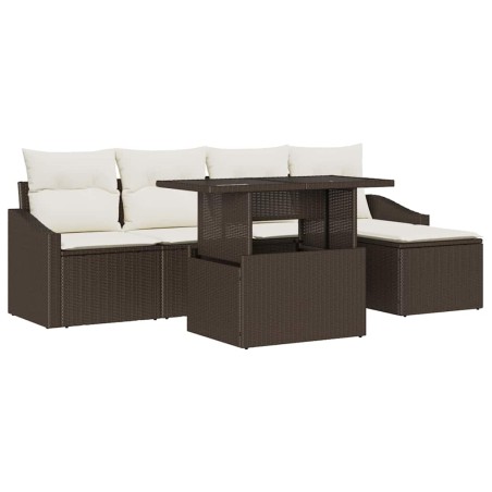 vidaXL Set di Divani da Giardino 6 Pezzi con Cuscini Marrone in Rattan Sintetico