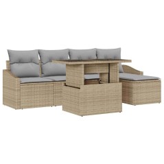 vidaXL Set da Giardino in Rattan Composito da 6 Pezzi con Cuscini Beige
