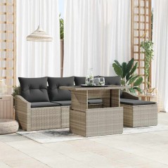 vidaXL Set Giardino 6 Pezzi con Cuscini Grigio Chiaro in Rattan Sintetico