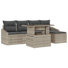 vidaXL Set Giardino 6 Pezzi con Cuscini Grigio Chiaro in Rattan Sintetico