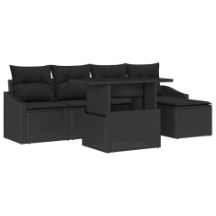 vidaXL Set da Giardino 6 Pezzi con Cuscini in Rattan Sintetico Nero