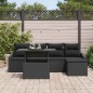 vidaXL Set da Giardino 6 Pezzi con Cuscini in Rattan Sintetico Nero vidaXL Set da Giardino 6 Pezzi con Cuscini in Rattan Sintetico Nero