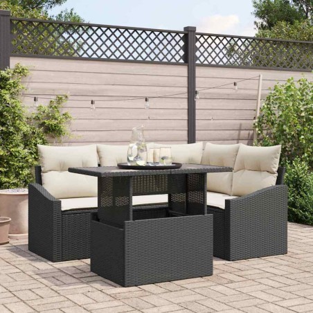 vidaXL Set Giardino 5 Pezzi con Cuscini in Rattan Nero