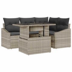 vidaXL Set da Giardino in 5 Pezzi con Cuscini in Rattan Sintetico Grigio Chiaro