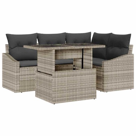 vidaXL Set da Giardino in 5 Pezzi con Cuscini in Rattan Sintetico Grigio Chiaro