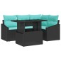 vidaXL Set di Sofà da Giardino 6 Pezzi in Rattan Plastico Nero con Cuscini