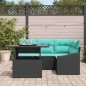 vidaXL Set di Sofà da Giardino 6 Pezzi in Rattan Plastico Nero con Cuscini
