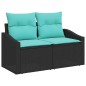 vidaXL Set di Sofà da Giardino 6 Pezzi in Rattan Plastico Nero con Cuscini