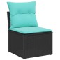 vidaXL Set di Sofà da Giardino 6 Pezzi in Rattan Plastico Nero con Cuscini