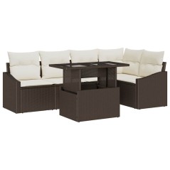 vidaXL Set da Giardino 6 Pezzi con Cuscini in Rattan Sintetico Marrone