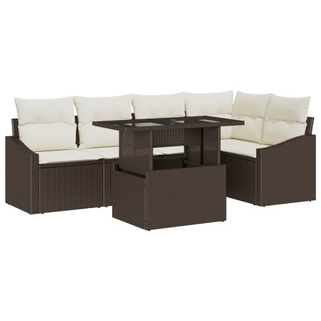 vidaXL Set da Giardino 6 Pezzi con Cuscini in Rattan Sintetico Marrone