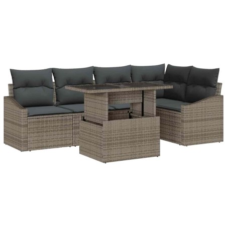 vidaXL Set divano da giardino a 6 pezzi con cuscini in polirattan grigio