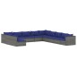 Set Divani da Giardino 11 pz con Cuscini in Polyrattan Grigio Set Divani da Giardino 11 pz con Cuscini in Polyrattan Grigio