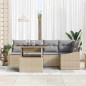 vidaXL Set di divani da giardino a 6 pezzi con cuscini in rattan sintetico beige