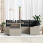 vidaXL Set di Divani da Giardino , 6 Pezzi con Cuscini Grigio Chiaro in Rattan
