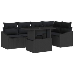 vidaXL Set di Divani da Giardino a 6 Pezzi con Cuscini in Rattan Sintetico Nero