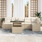 vidaXL Set di divani da giardino 7 pezzi con cuscini beige in rattan sintetico vidaXL Set di divani da giardino 7 pezzi con cuscini beige in rattan sintetico