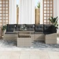 vidaXL Set di divano da giardino 7 pezzi con cuscini grigio chiaro in polirattan