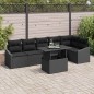 vidaXL Set Divani Giardino 7 Pezzi con Cuscini in Rattan Nero