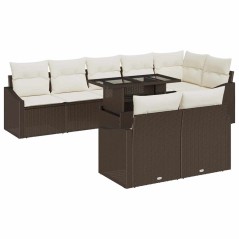 vidaXL Set di divani da giardino 9 pezzi con cuscini marroni in rattan sintetico