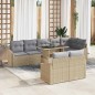 vidaXL Set di divani da giardino a 9 pezzi con cuscini beige in rattan sintetico