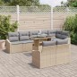 vidaXL Set di divani da giardino a 9 pezzi con cuscini beige in rattan sintetico