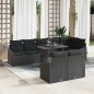 vidaXL Set di divani da giardino in 9 pezzi, cuscini in rattan polietilene neri