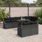 vidaXL Set di divani da giardino in 9 pezzi, cuscini in rattan polietilene neri