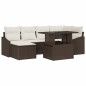 vidaXL Set divano giardino 7 pezzi con cuscini in rattan polietilene marrone
