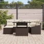 vidaXL Set divano giardino 7 pezzi con cuscini in rattan polietilene marrone