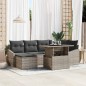 vidaXL Set di divani da giardino da 7 pezzi con cuscini grigi in polirattan