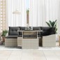 vidaXL Set da giardino 7 pezzi con cuscini in rattan sintetico grigio chiaro